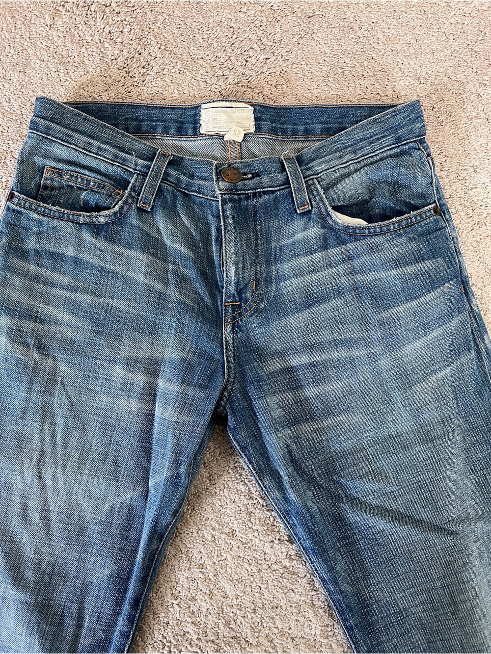 Current/Elliott Women's Blue Washed Jeans- Cropped
